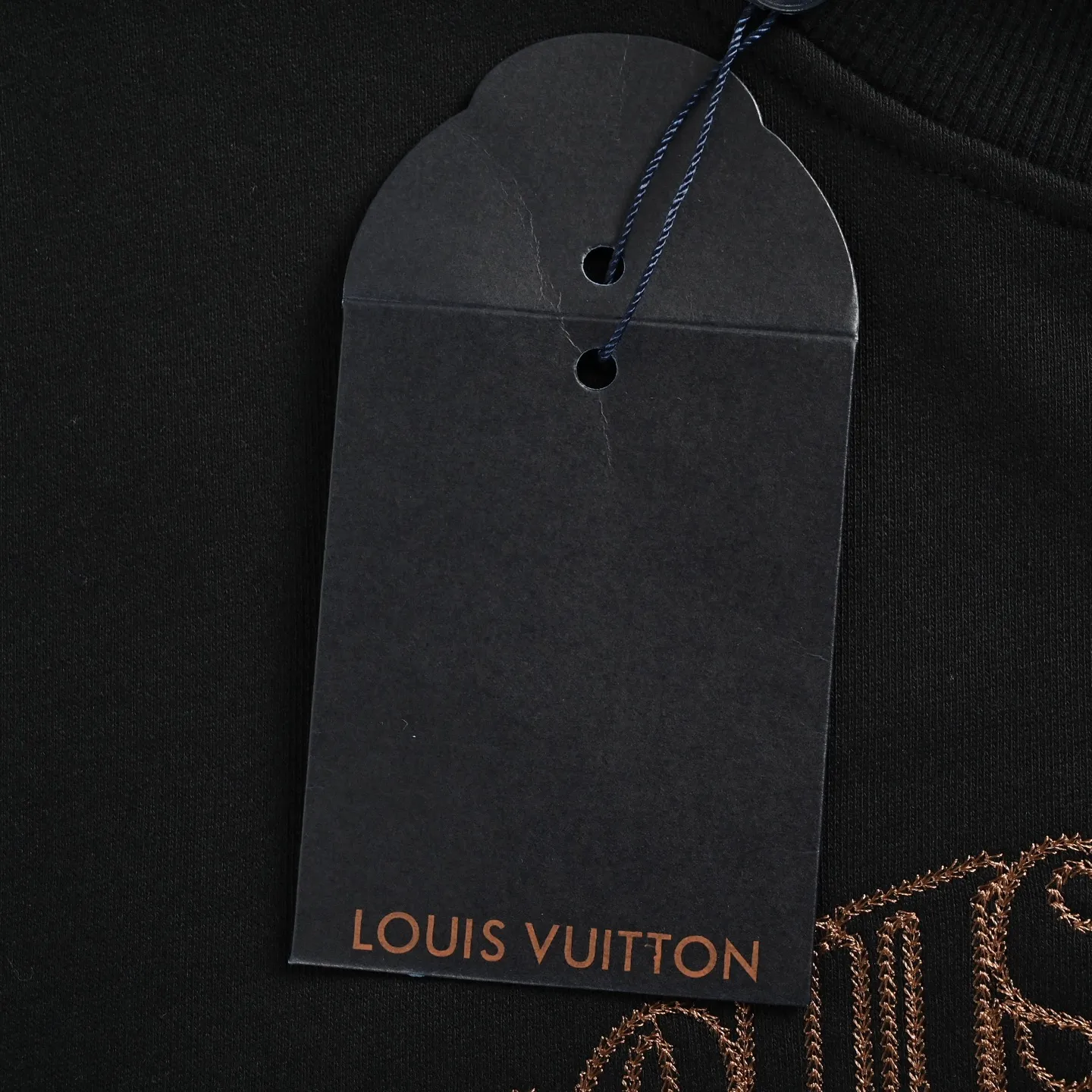 Louis Vuitton/Louis Vuitton leather label letter embroidered crew neck sweatshirt